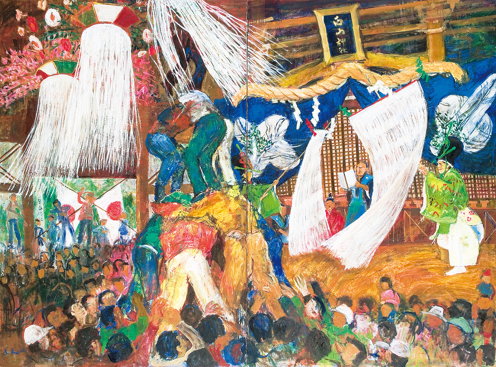 井上悟　昼食のころ　1995年　現代絵画 人物とテーブル　F0 井上悟 作品 | 太平洋美術会