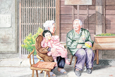 細川進レンゲ花と民家風景画　F6号油絵　絵画　油彩画 細川進レンゲ花と民家風景画 F6号油絵 絵画 油彩画