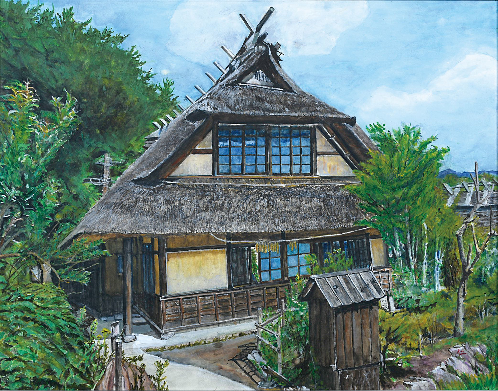 古賀仁 野中の茅葺屋根 | 太平洋美術会