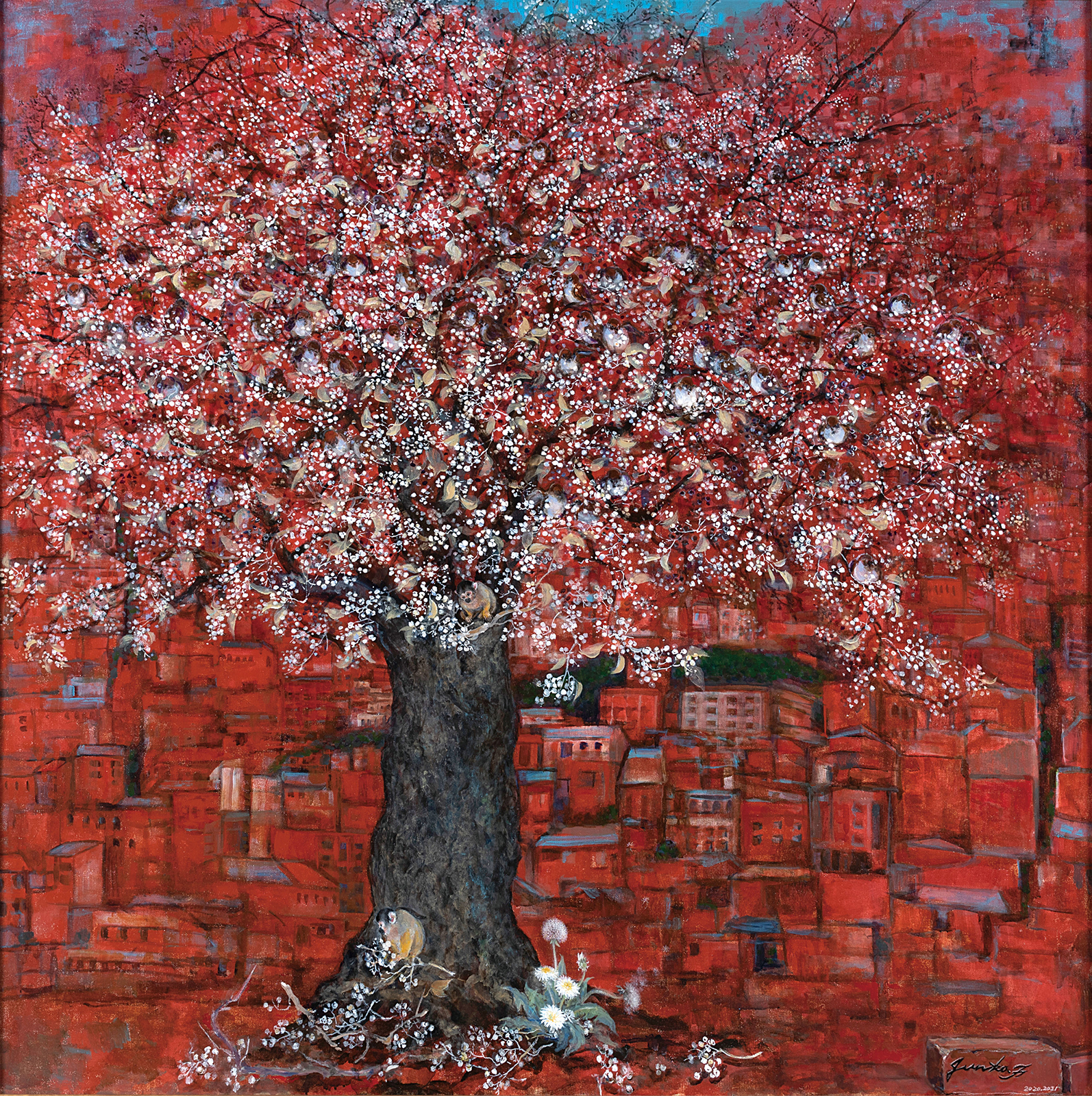 藤井順子 赤い街 ラパス 太平洋美術会 藤井順子 赤い街 ラパス 太平洋美術会