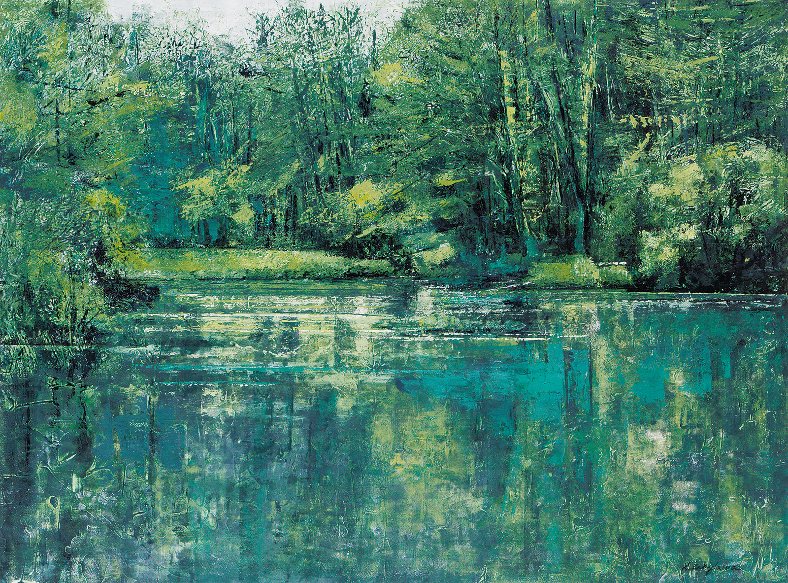 絵画『水辺の大木』ヘイ平山画 絵画『水辺の大木』ヘイ平山画