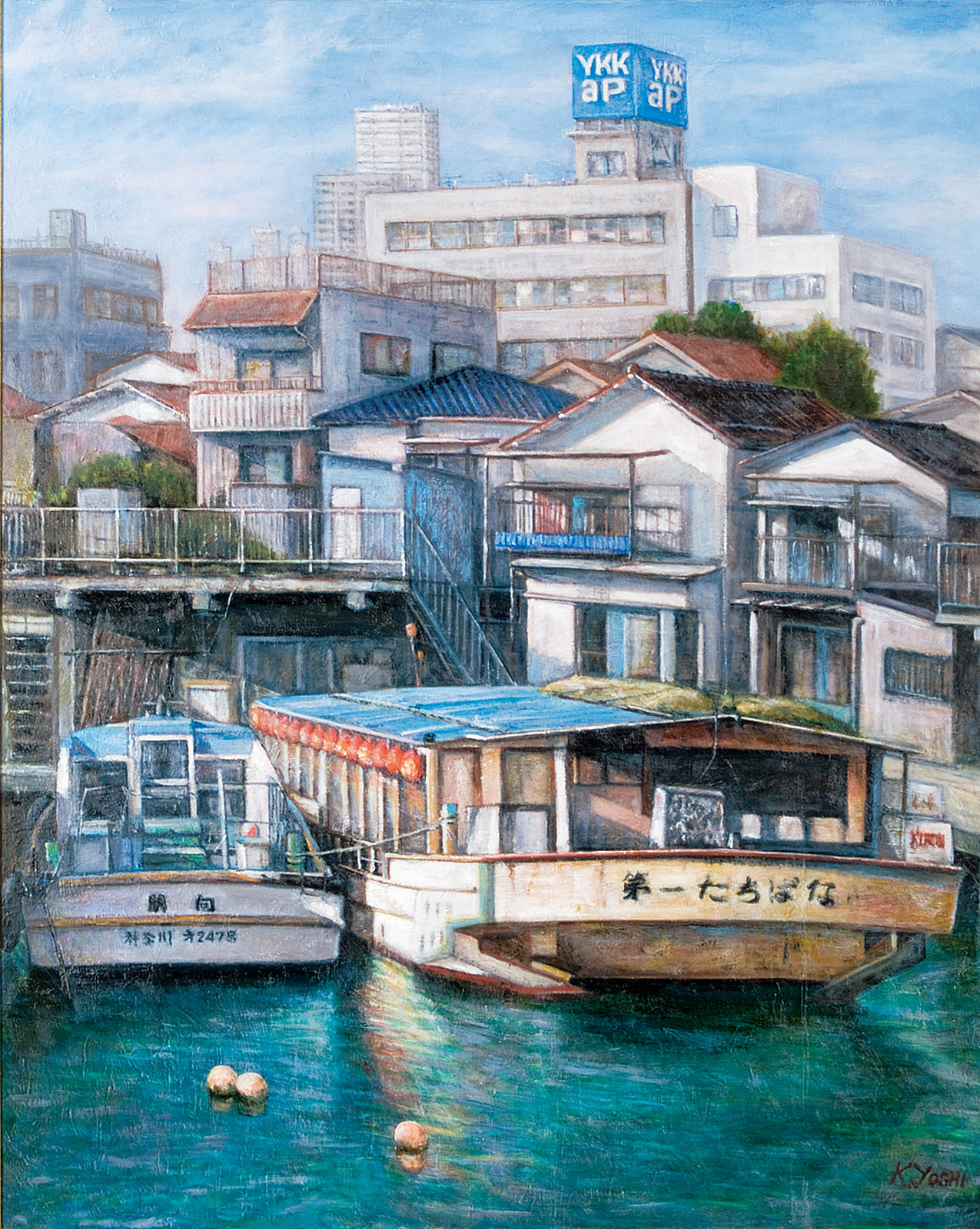 ☆川 雅吉☆「 滞船(北ドイツ） 」油絵　SMサイズ　良好！ ☆川 雅吉☆「 滞船(北ドイツ） 」油絵 SMサイズ 良好！ 川 雅吉