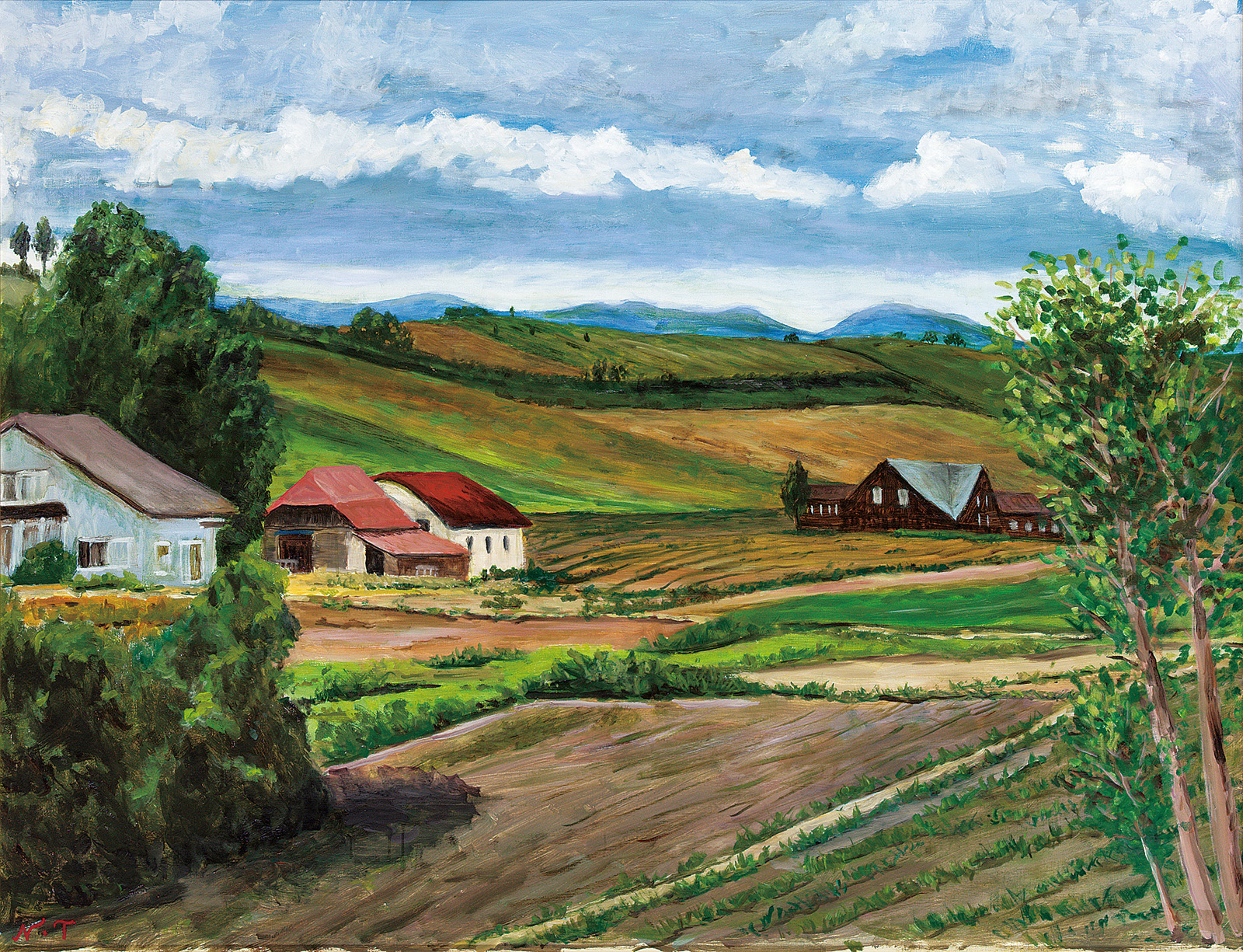油彩画 美瑛の丘