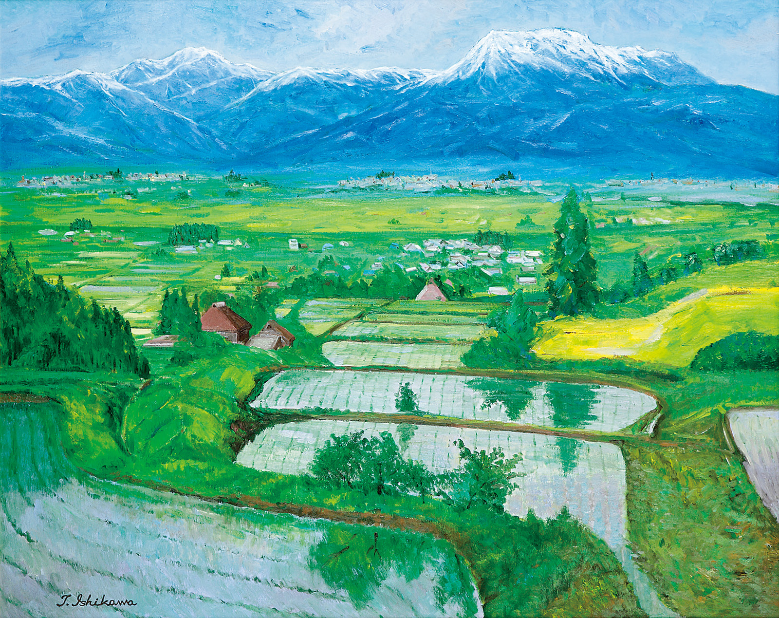 熱帯の棚田風景. 油彩画 熱帯の棚田風景. 大きく 油彩画