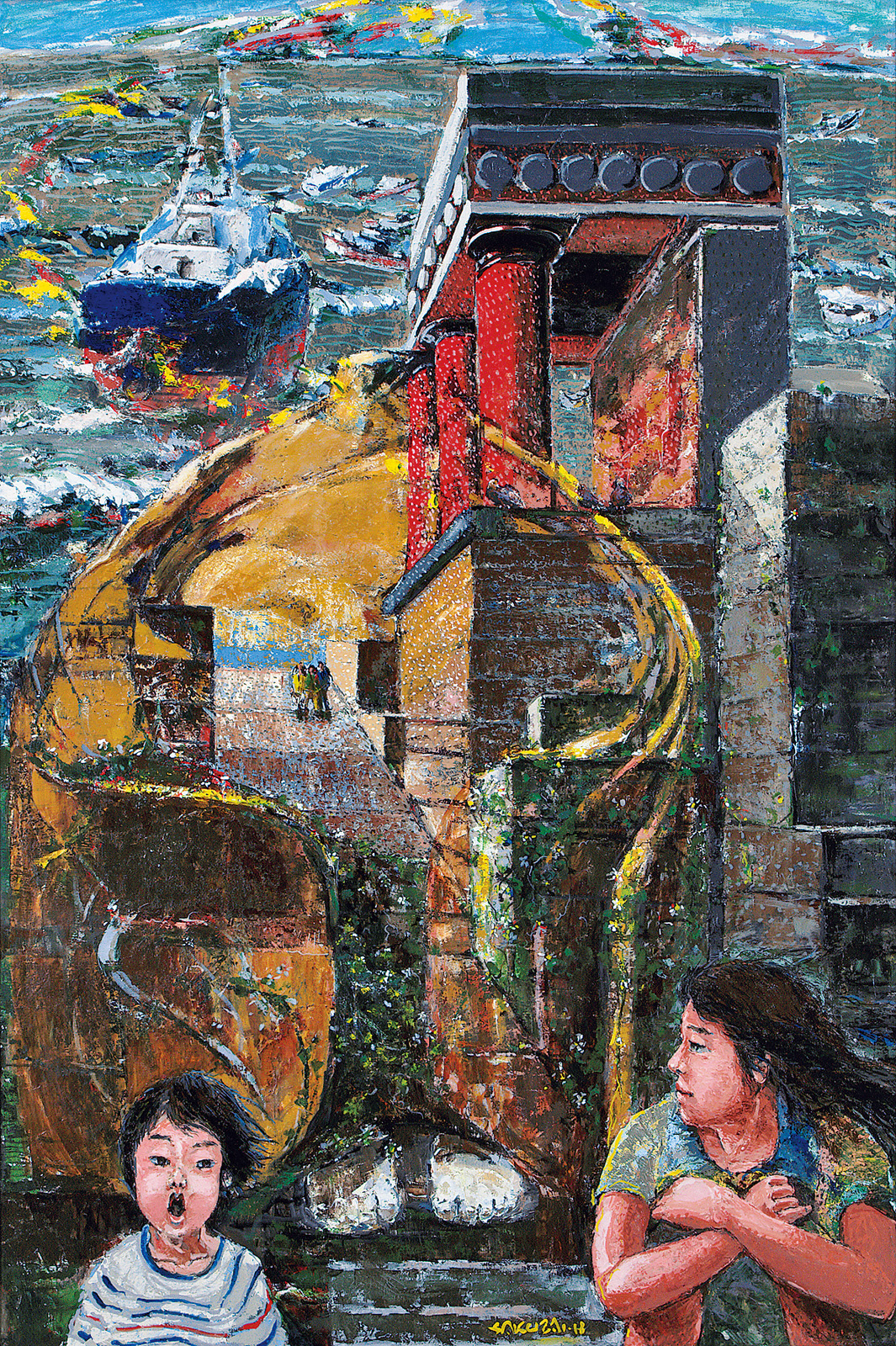 島根清 「器を抱く少女」 F8号 光陽会評議員 「一枚の繪」