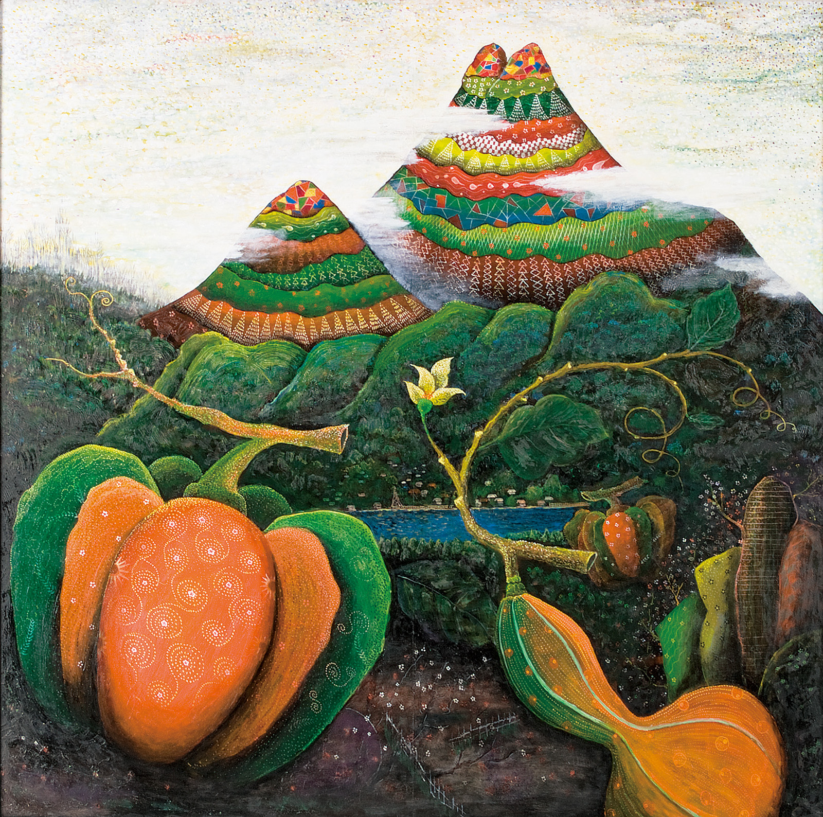 藤井良治 鏡の中の油布岳と野菜 | 太平洋美術会